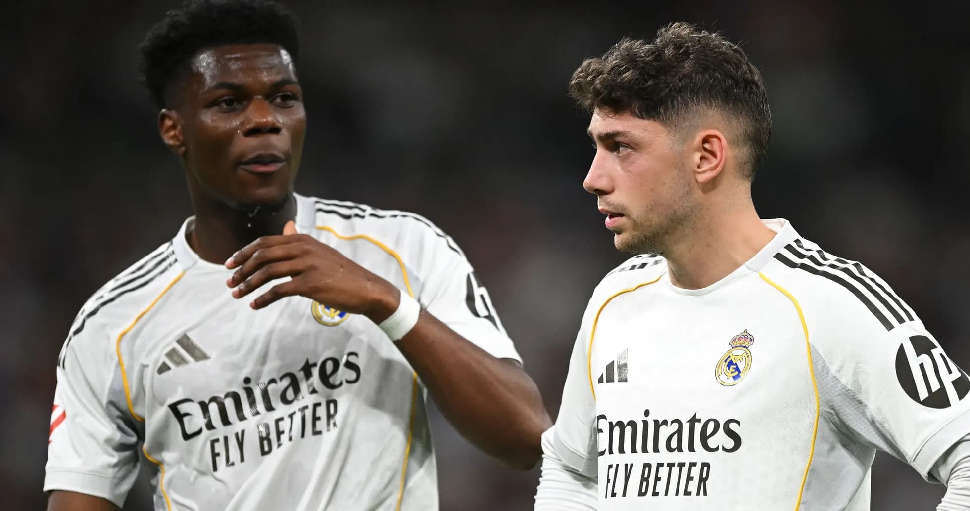 Real Madrid players discussing during a match