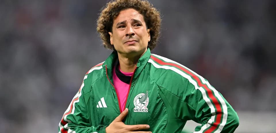 Goalkeeper in Mexico jacket after match