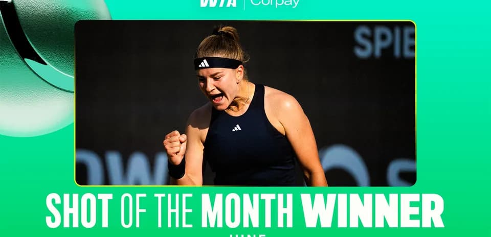 Tennis player celebrating after winning a point