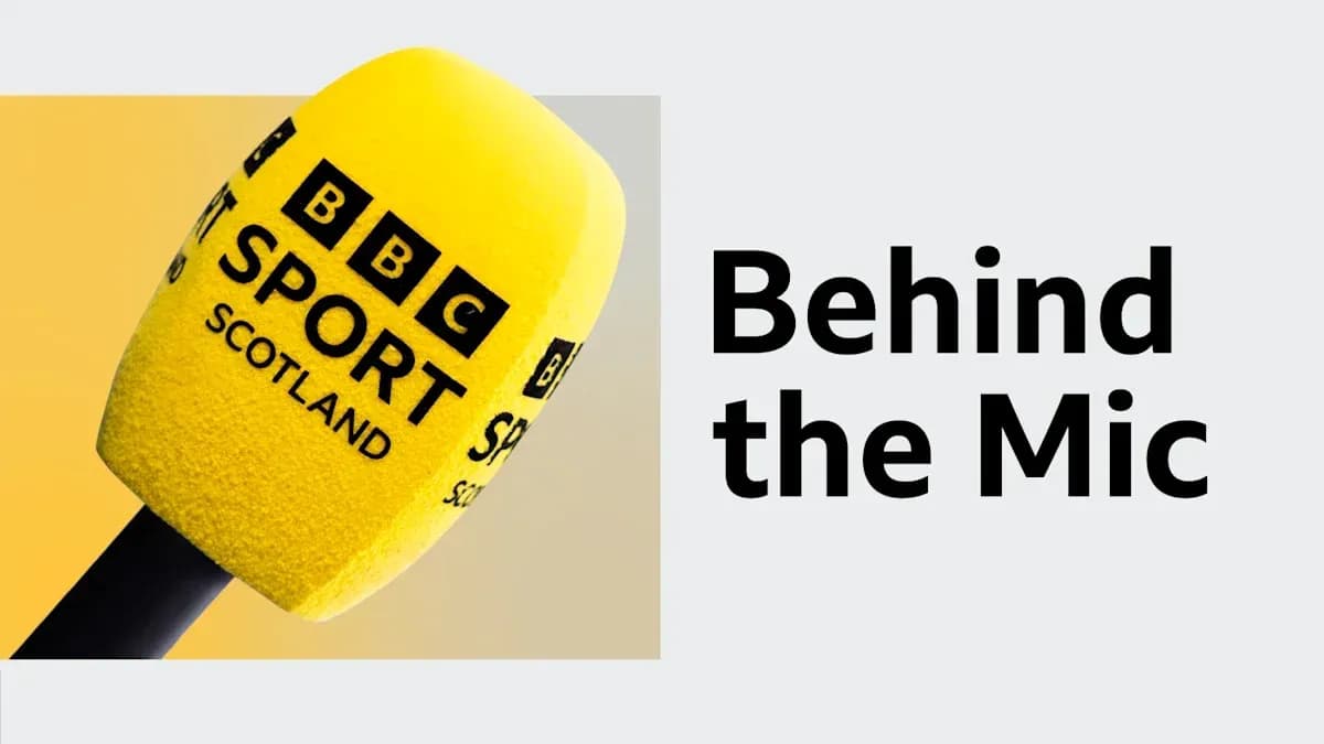 BBC Sport Scotland microphone on a plain background