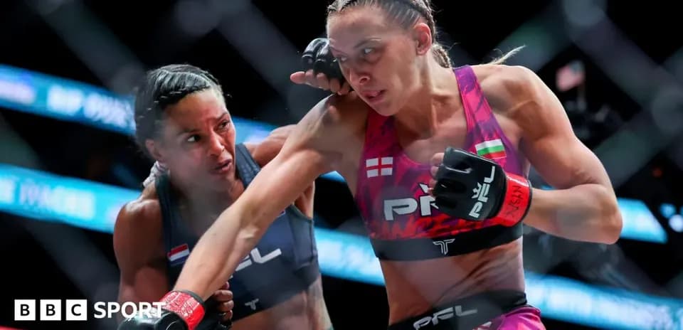 MMA fighters exchanging punches inside the cage