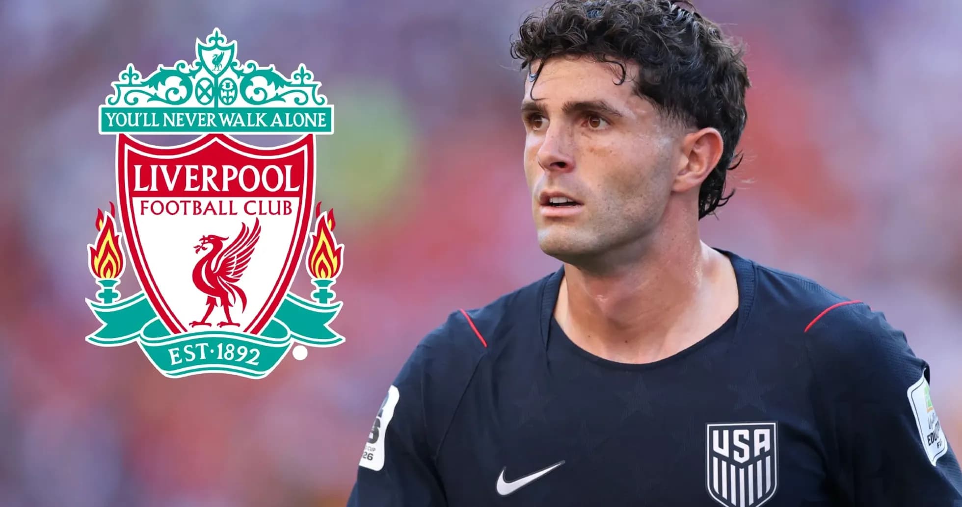 Futbolchi maydonda, Liverpool logotipi bilan