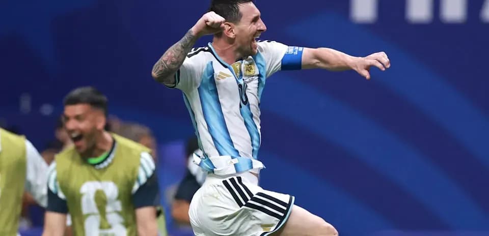 Lionel Messi celebrating a goal for Argentina