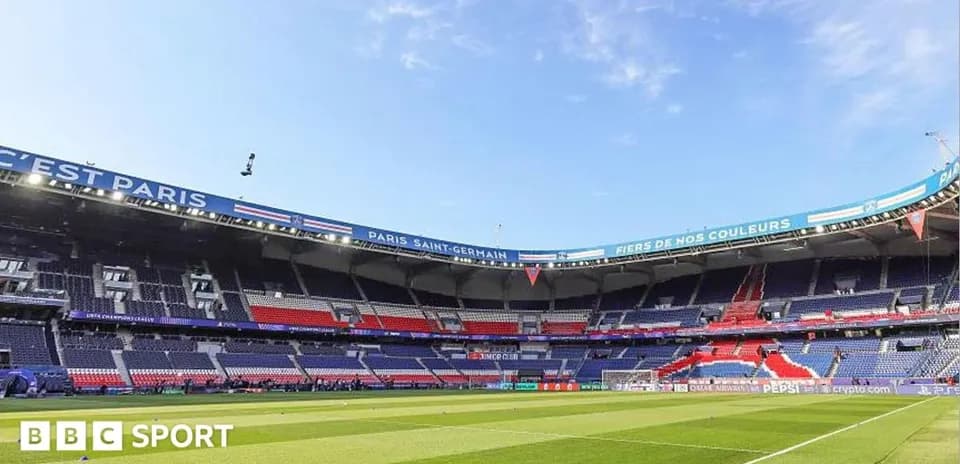 Empty stadium of Paris Saint-Germain before match