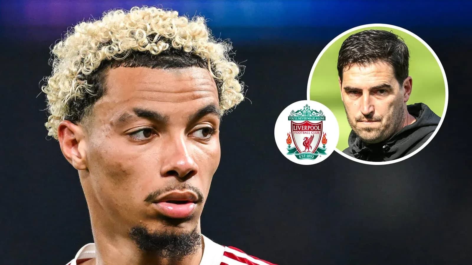 Futbolchi o'yinida, Liverpool emblemasi ko'rsatilgan