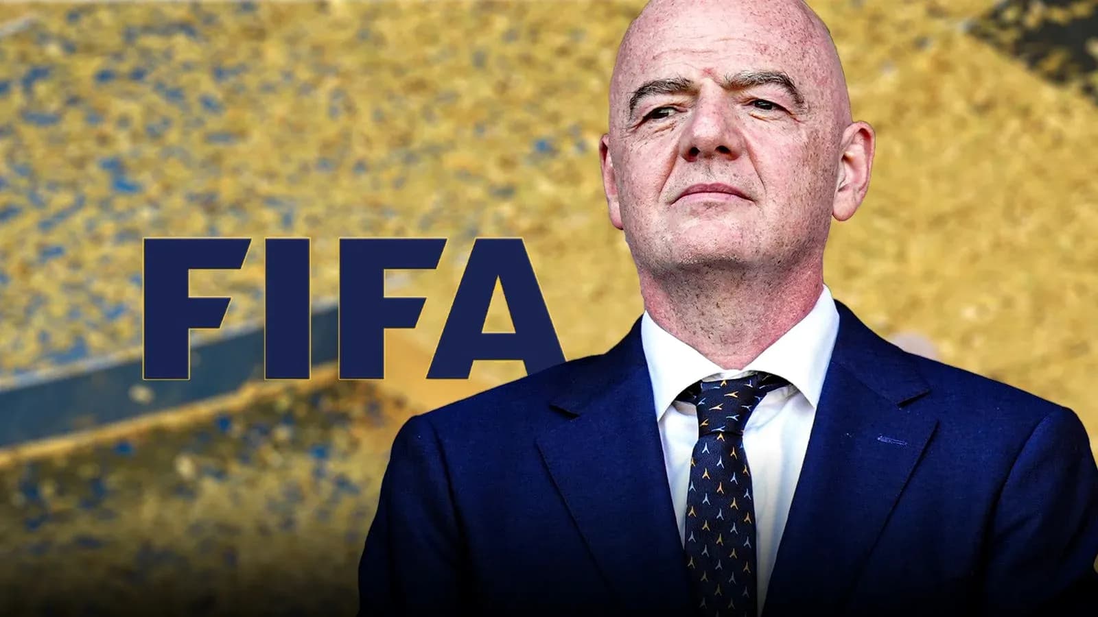 FIFA logo with official at event backdrop