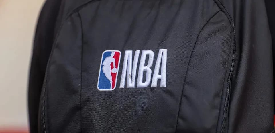 NBA logo on black backpack fabric