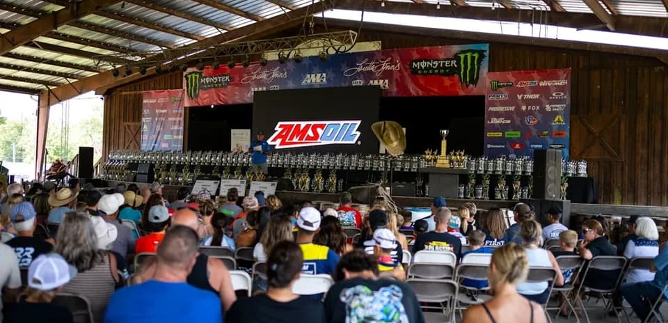 Trophy presentation event with audience at stage