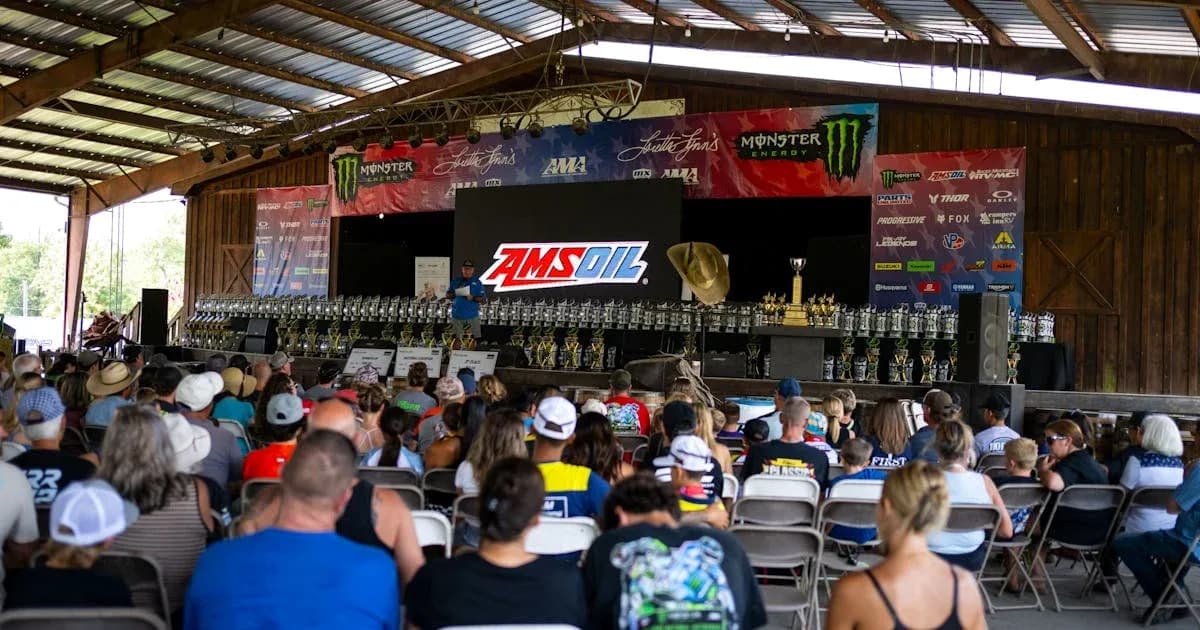 Trophy presentation event with audience at stage