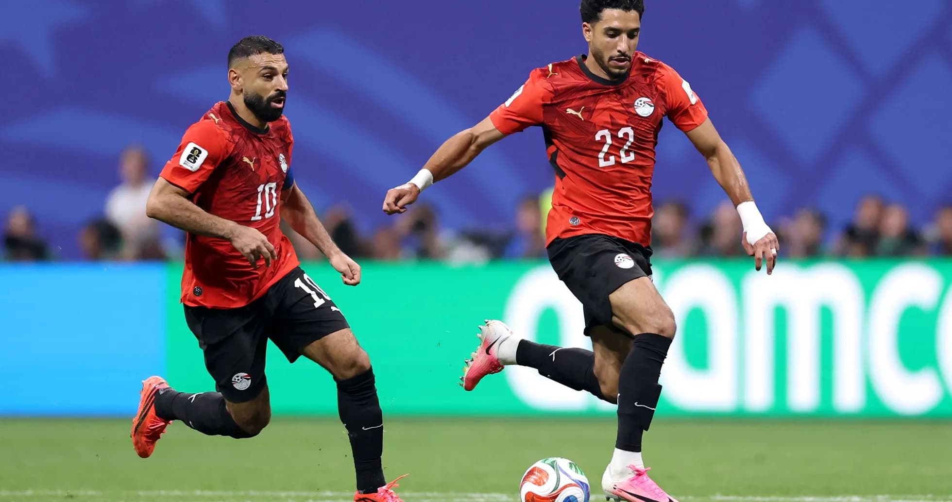 Egyptian players in action during a football match
