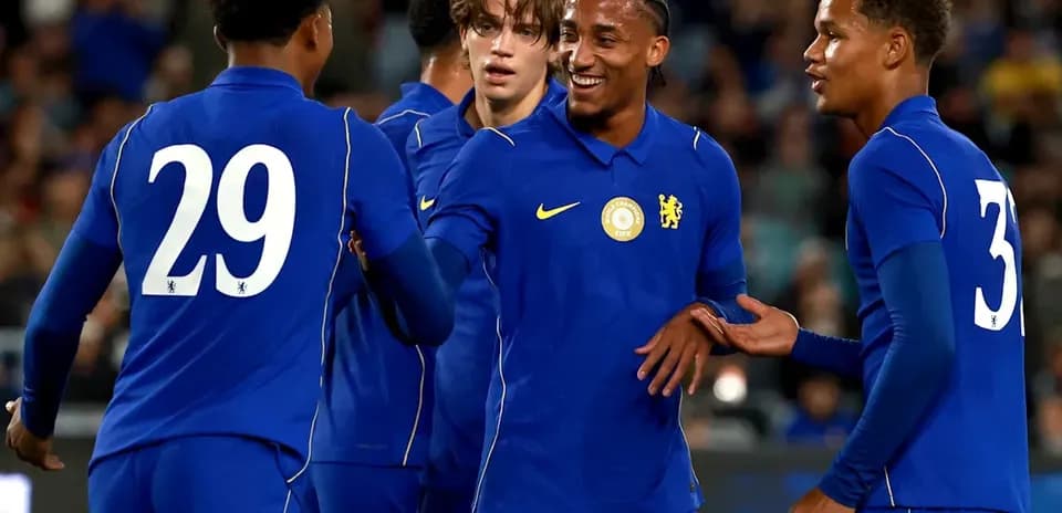 Chelsea players celebrating during a match