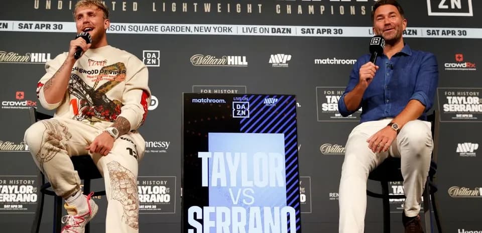 Jake Paul and Eddie Hearn at press conference