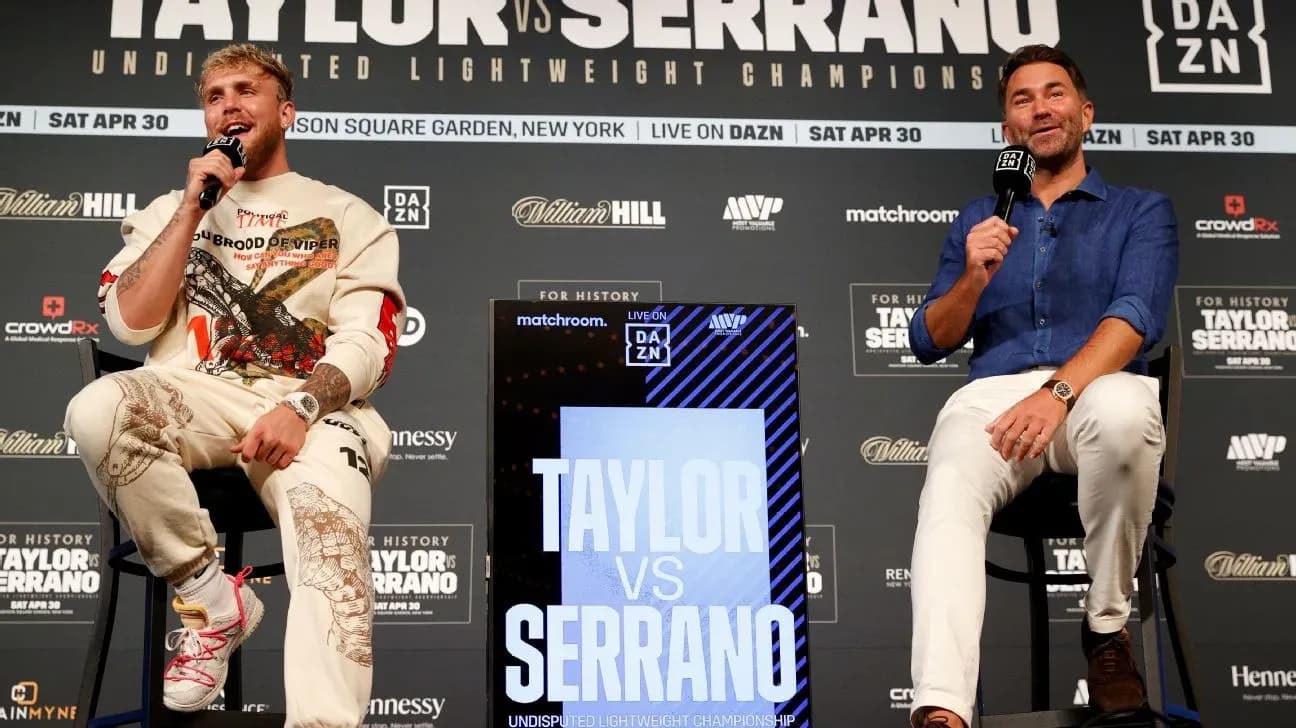 Jake Paul and Eddie Hearn at press conference