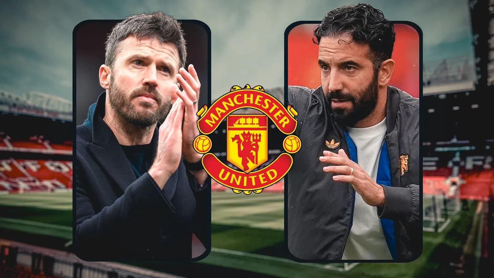 Manchester United coaches discussing strategy at Old Trafford