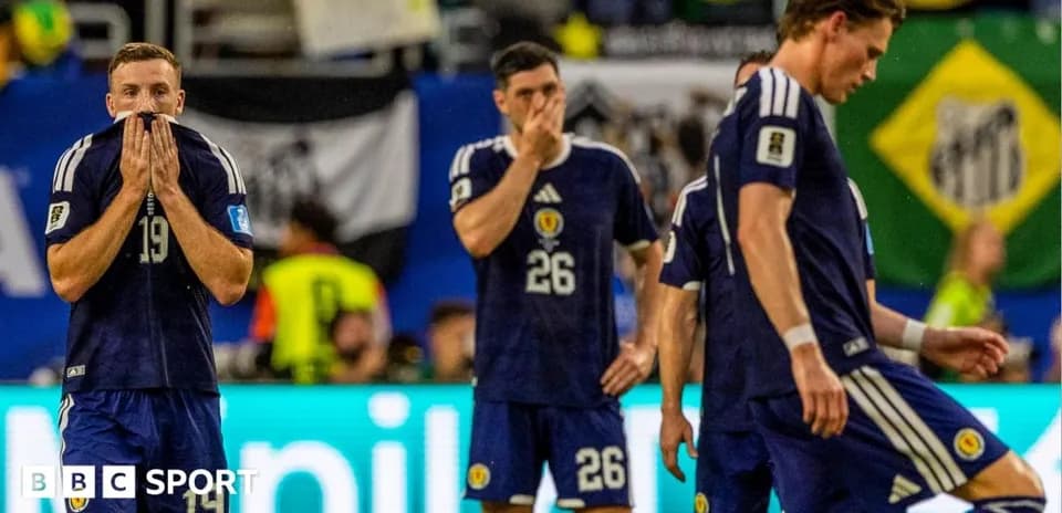 Scotland players showing disappointment after match