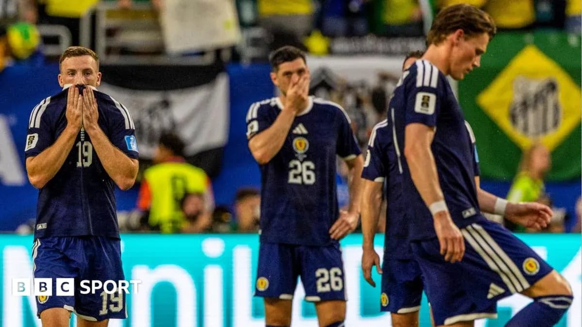 Scotland players showing disappointment after match