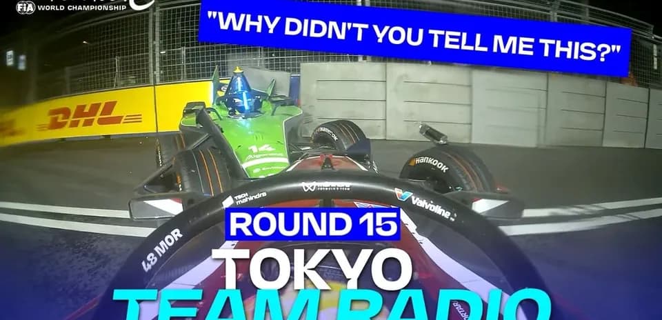 Formula E cars during Tokyo race team radio moment