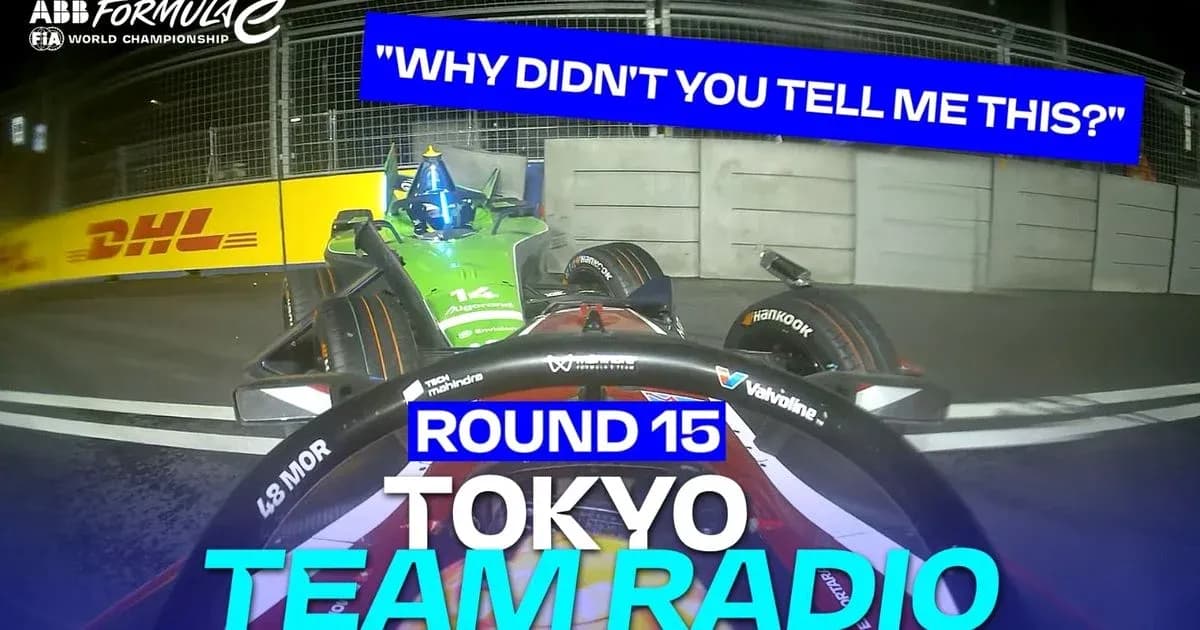 Formula E cars during Tokyo race team radio moment