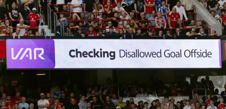 VAR screen displaying disallowed goal announcement