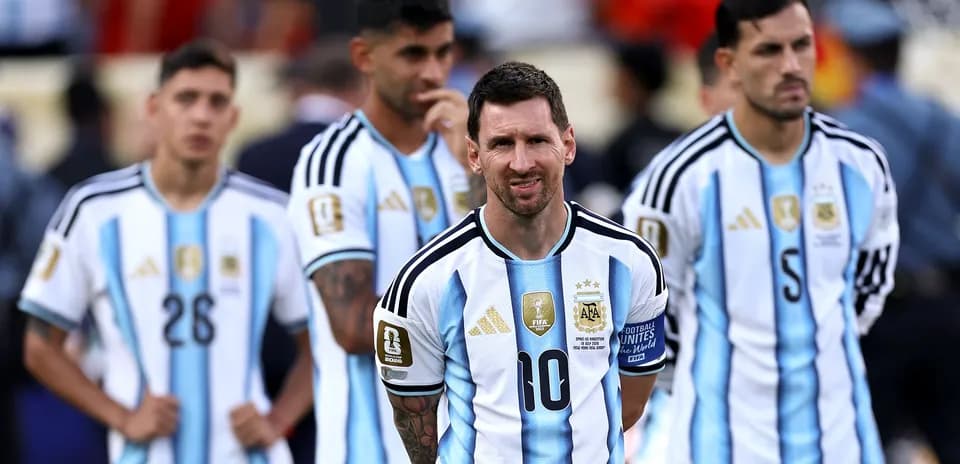Argentina players lined up during a match