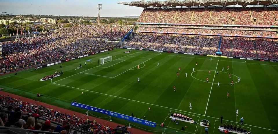 Stadium filled with fans during a football match