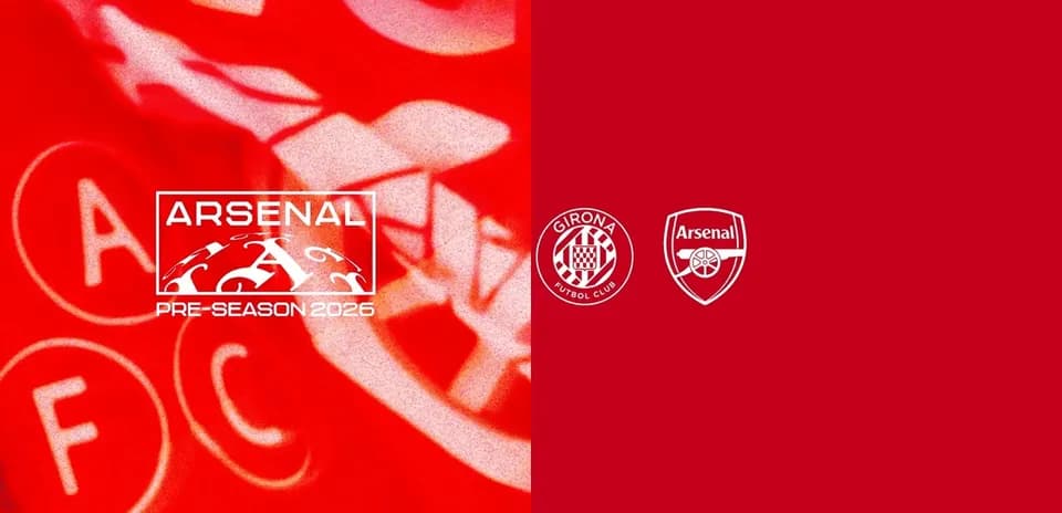Arsenal and Girona logos for pre-season 2026