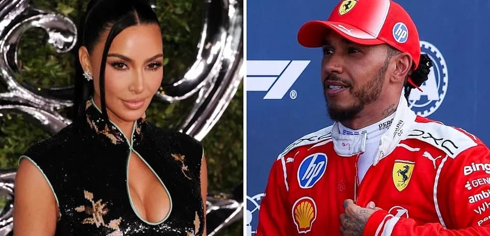 Kim Kardashian and Lewis Hamilton posing separately