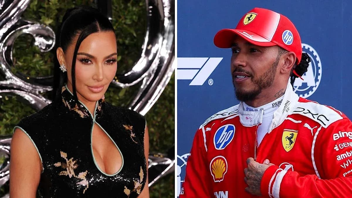 Kim Kardashian and Lewis Hamilton posing separately