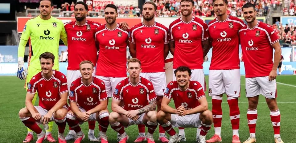 Wrexham AFC team posing for photo before match