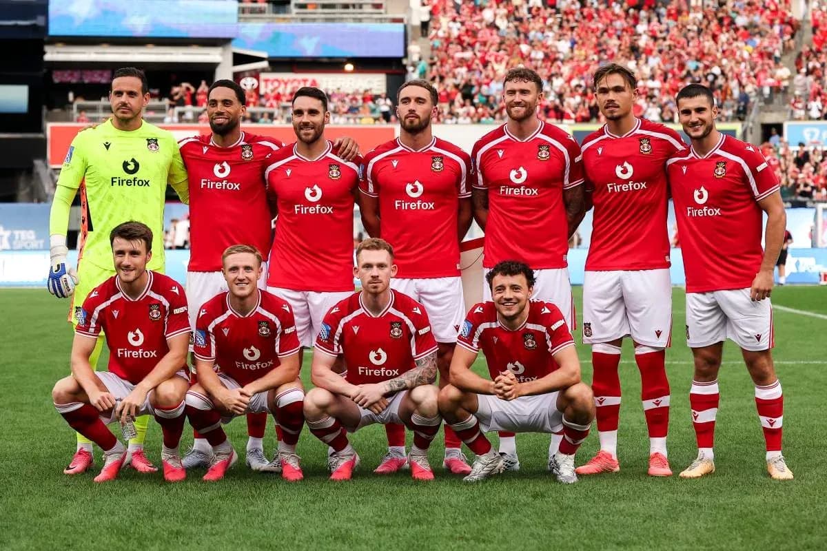 Wrexham AFC team posing for photo before match