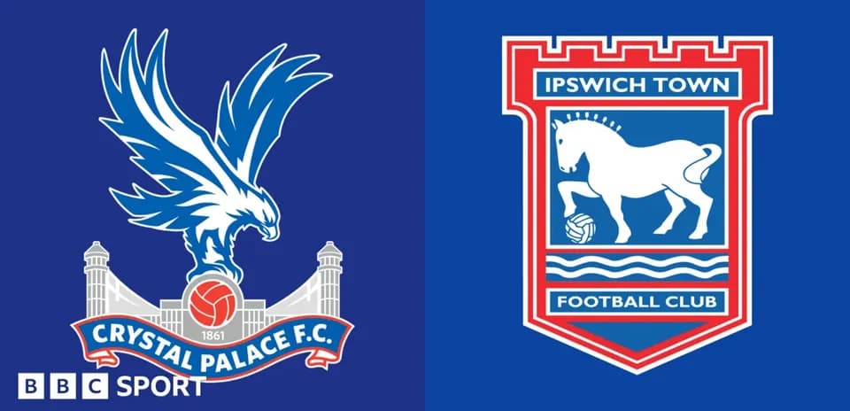 Logos of Crystal Palace and Ipswich Town football clubs