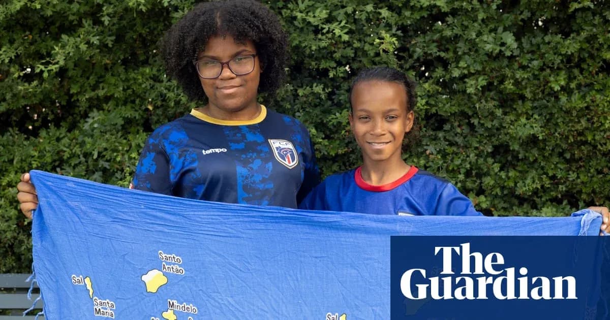 Two children holding a map of Cape Verde islands