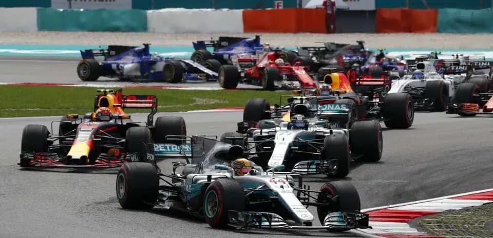 Formula 1 cars racing at the circuit