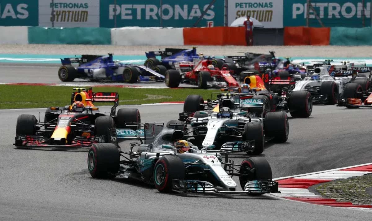 Formula 1 cars racing at the circuit