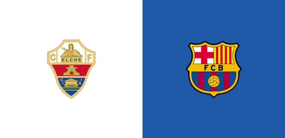 Logos of Elche CF and FC Barcelona side by side