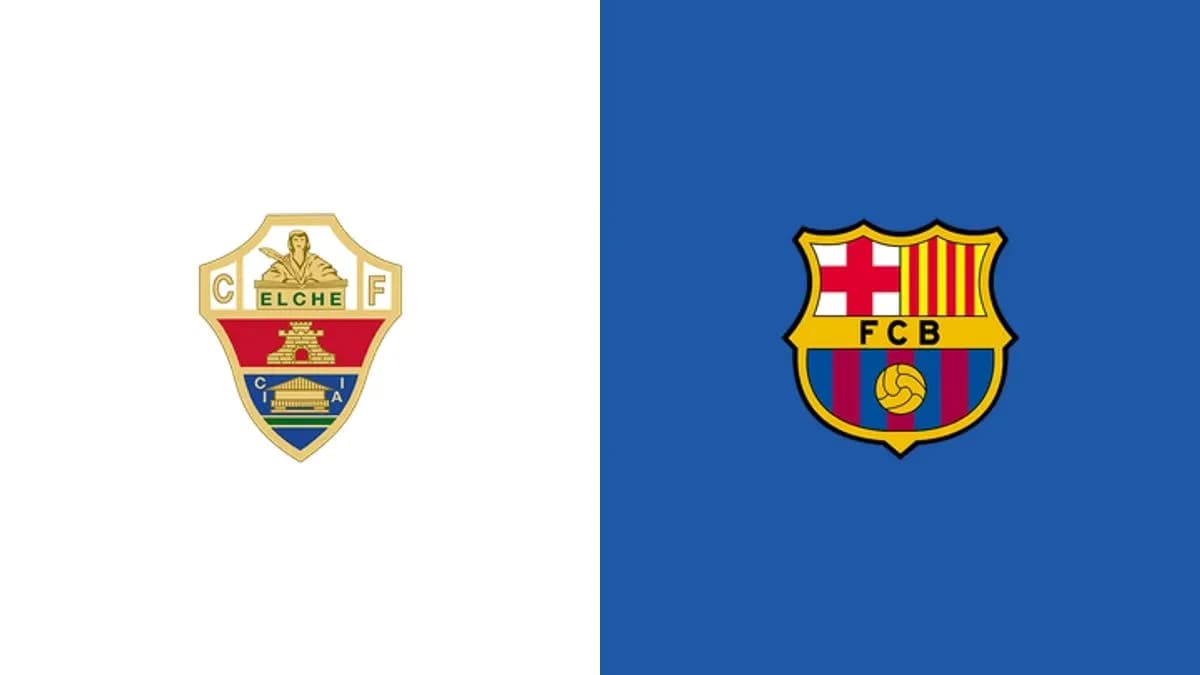 Logos of Elche CF and FC Barcelona side by side
