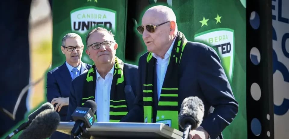 Press conference for Canberra United with officials speaking