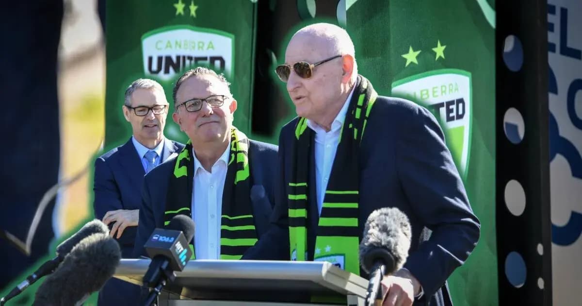 Press conference for Canberra United with officials speaking