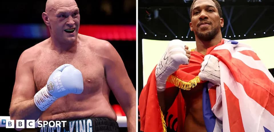 Tyson Fury and Anthony Joshua posing before match