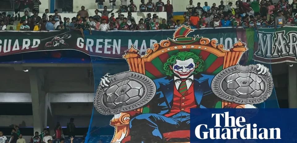 Fan banner featuring Joker character at stadium