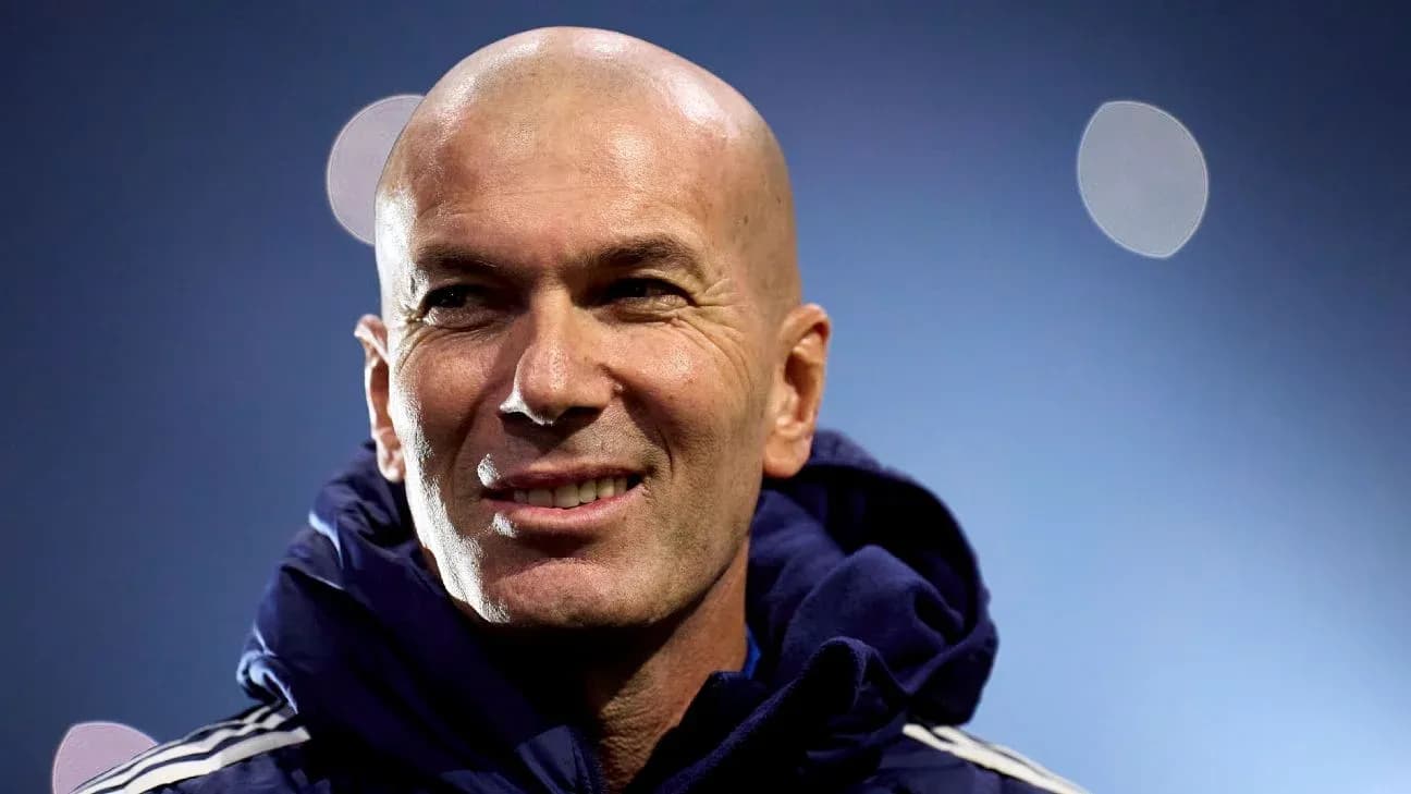 Zinedine Zidane smiling during training session