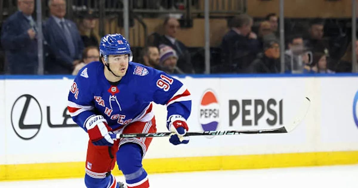 Hockey player skating on ice during game