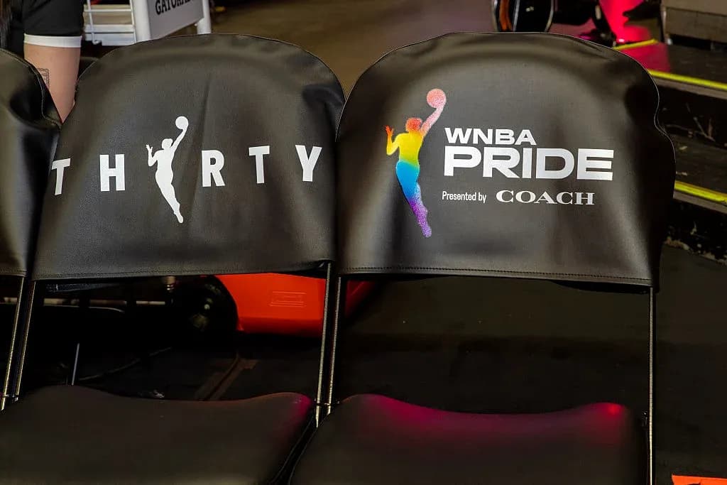 Chairs with WNBA Pride and Thirty branding