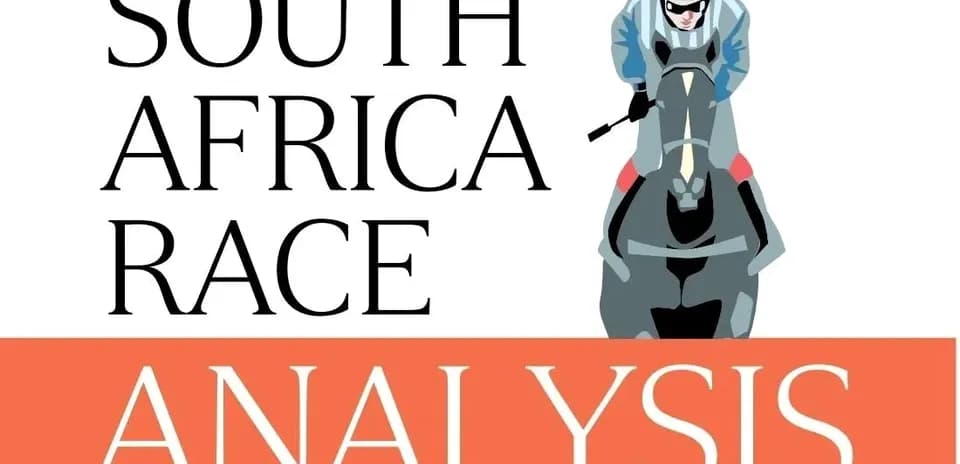 Jockey riding a horse with text 'South Africa Race Analysis'