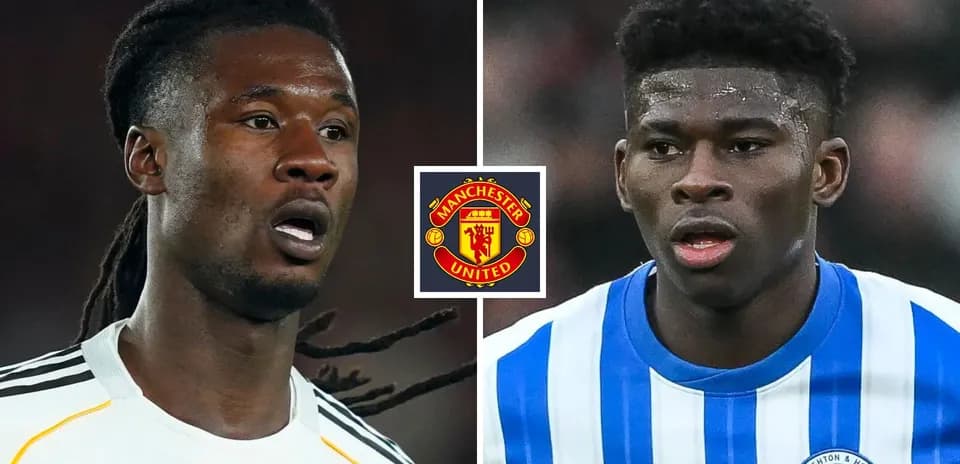 Two football players with Manchester United logo