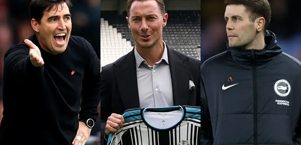 Three football managers posing at different events