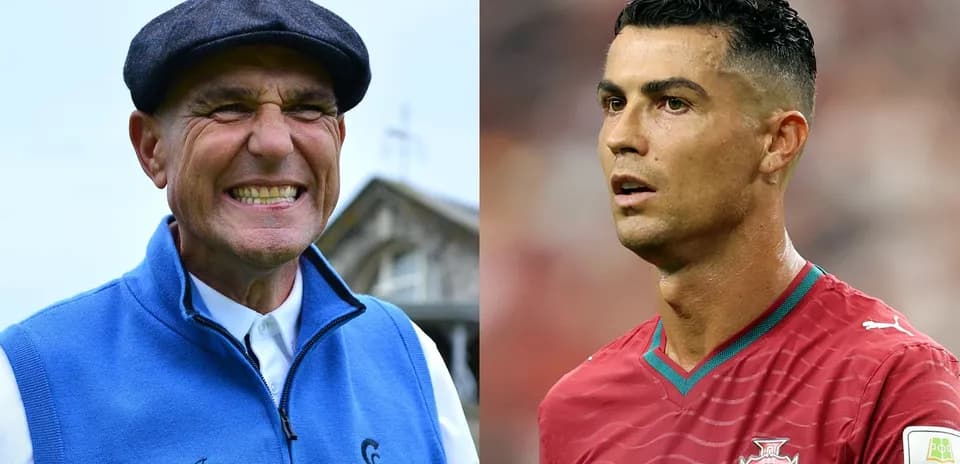 Golfer smiling and footballer in action