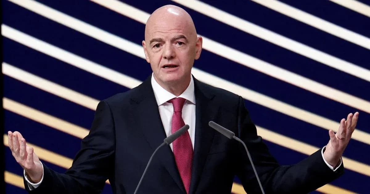 FIFA president speaking at a podium