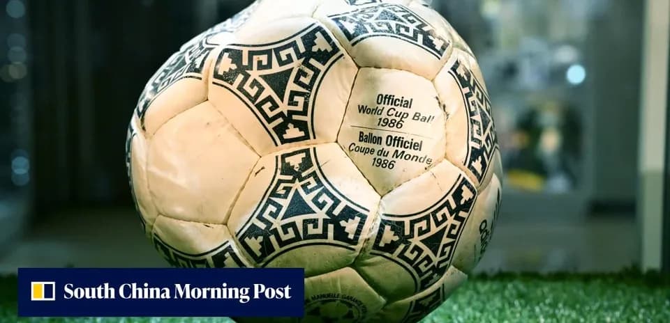 1986 World Cup official match ball displayed on grass