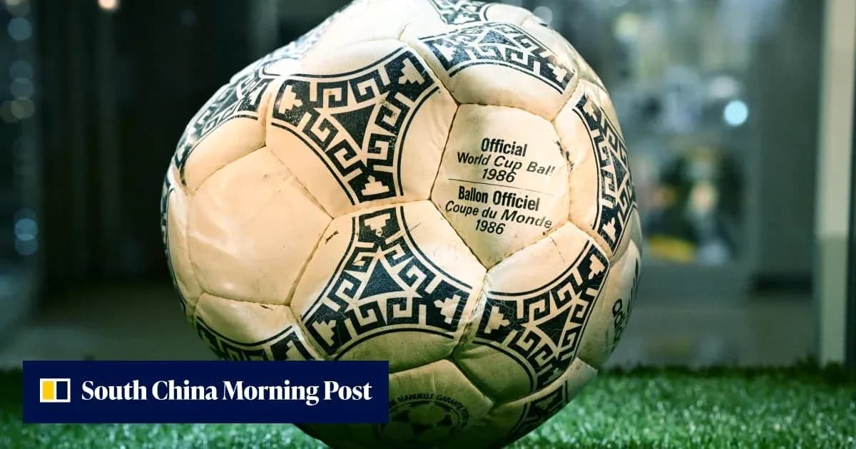 1986 World Cup official match ball displayed on grass